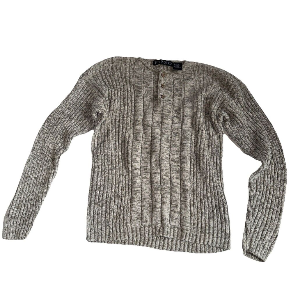 Pazzo Men's Large Sweater Crewneck Pullover Knit Casual Fashion Oatmeal Everyday